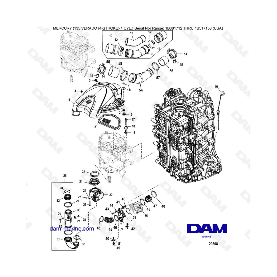 Mercury Verado 135 (SN 1B381712 a 1B517158) - Componentes de inducción