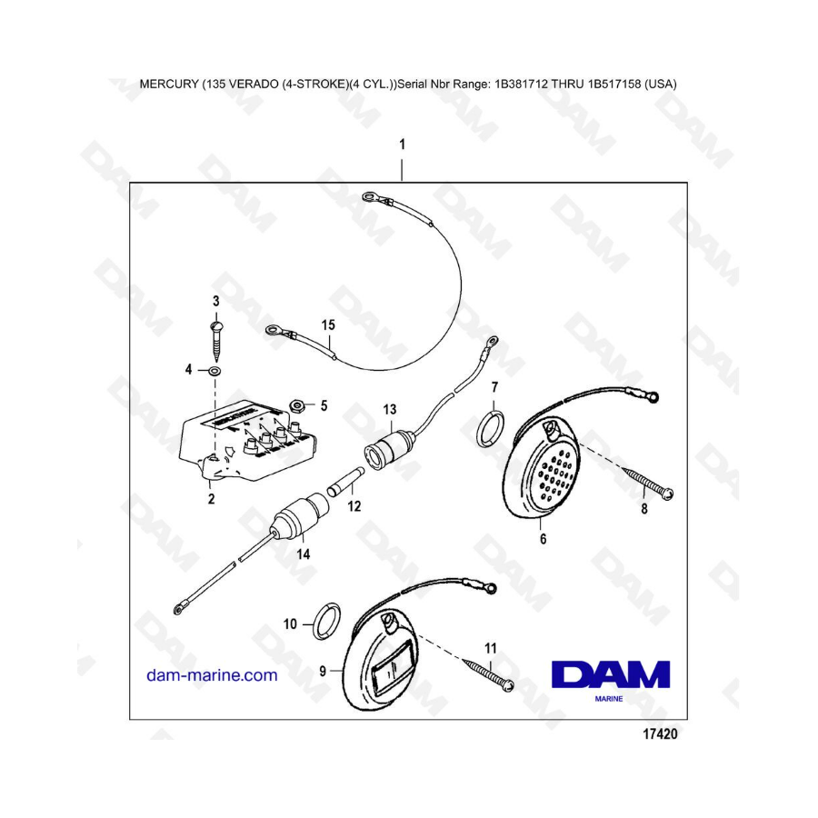 Mercury Verado 135 (SN 1B381712 a 1B517158) - kit Mercathode