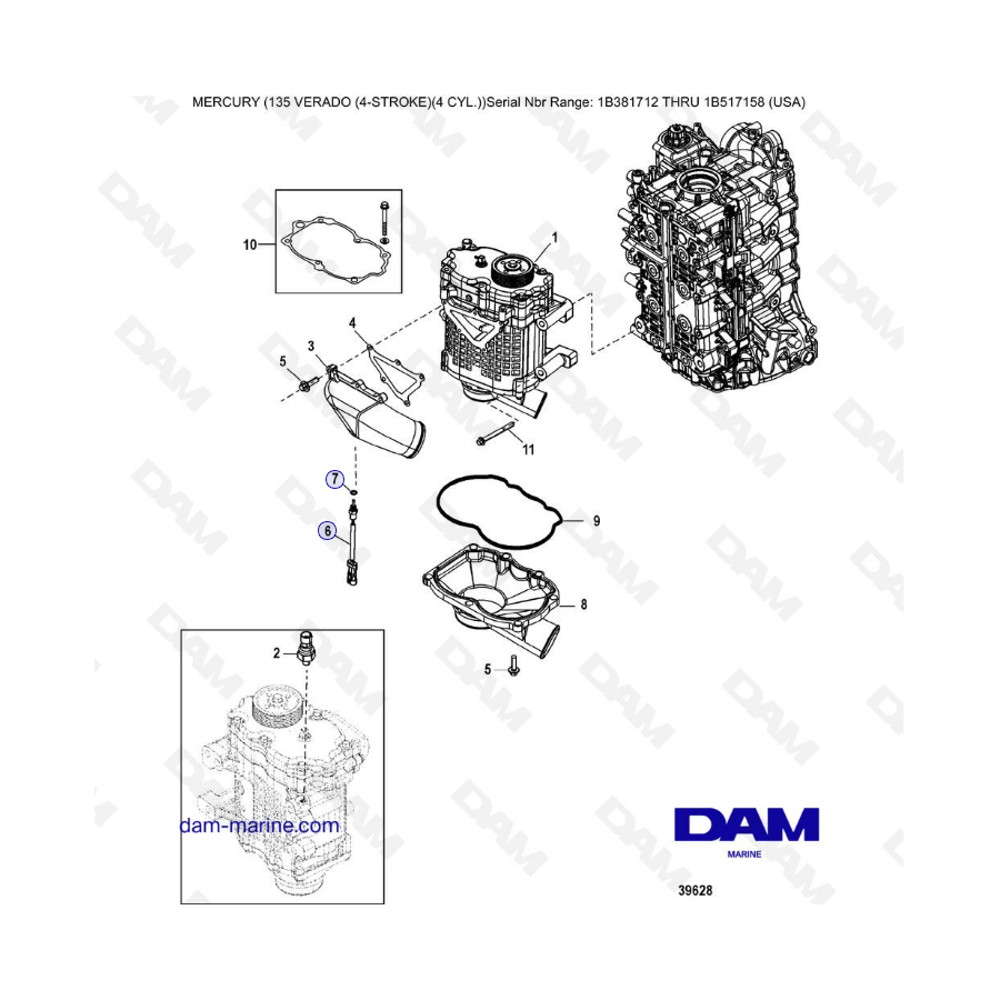 Mercury Verado 135 (SN 1B381712 a 1B517158) - Supercargador