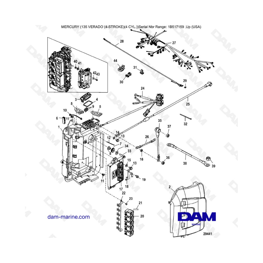 Mercury Verado 135 (SN 1B517159 & more) - Electrical box components