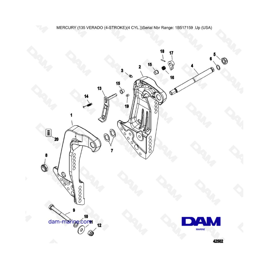 Mercury Verado 135 (SN 1B517159 & plus) - Transom brackets