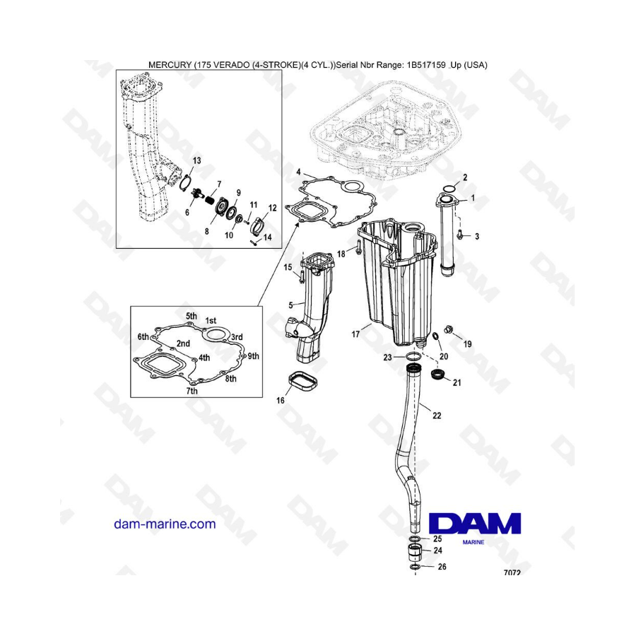 Mercury Verado 175 (1B517159 & ) - Adapter plate-lower