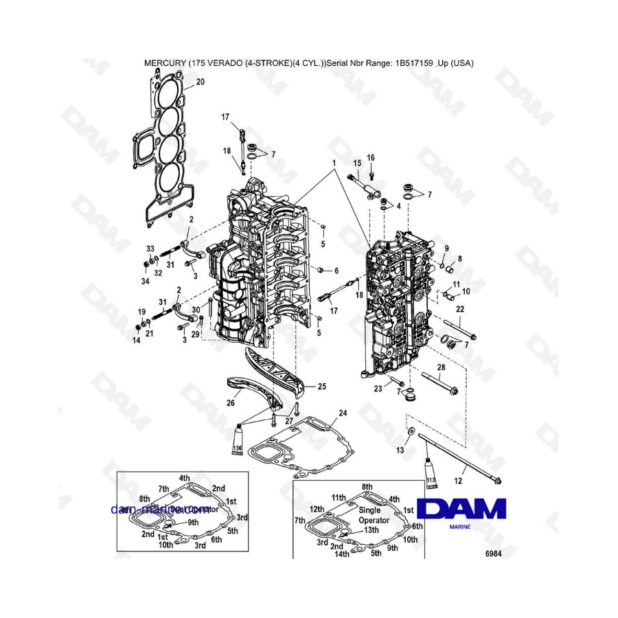 Mercury Verado 175 (1B517159 & +) - Cylinder block