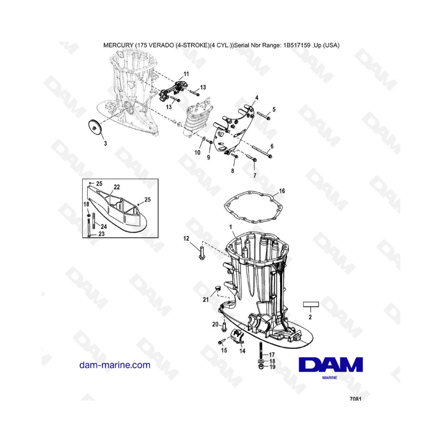 Mercury Verado 175 (1B517159 & +) - Driveshaft housing