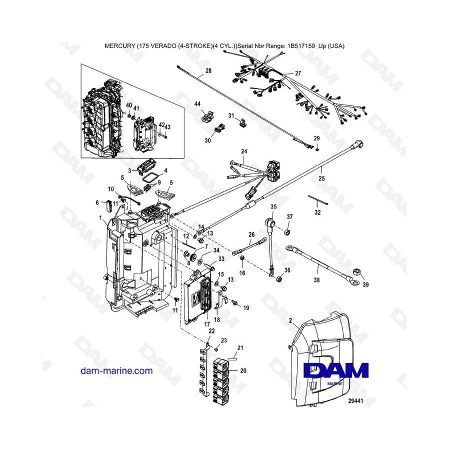 Mercury Verado 175 (1B517159 & +) - Electrical box components