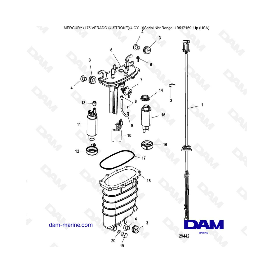 Mercury Verado 175 (1B517159 & +) - Módulo de suministro de combustible