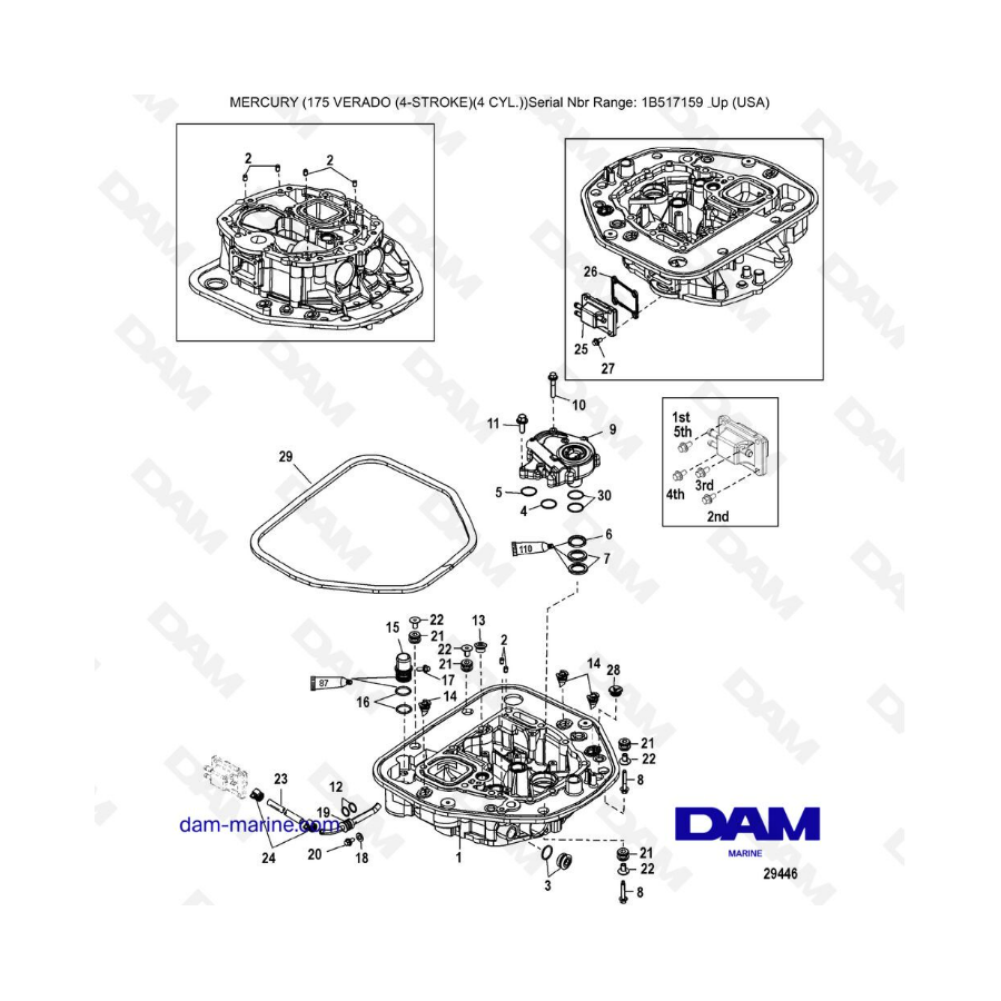 Mercury Verado 175 (1B517159 & +) - Oil pump / Adapter plate-upper