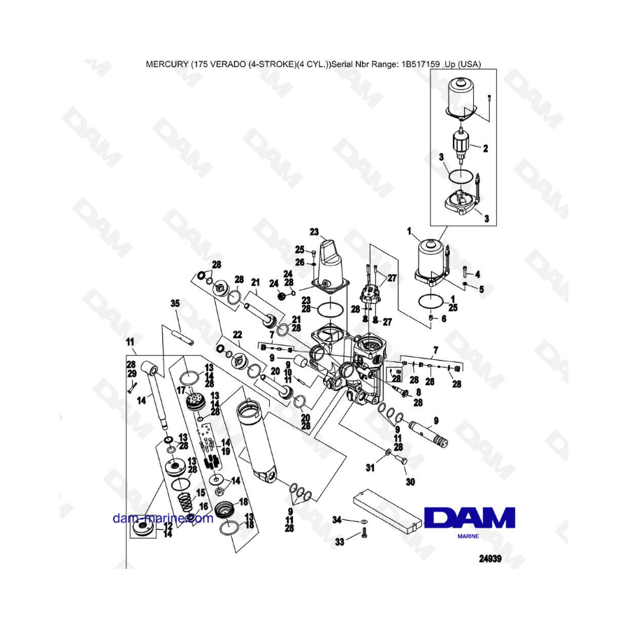 Mercury Verado 175 (1B517159 & +) - Power trim components