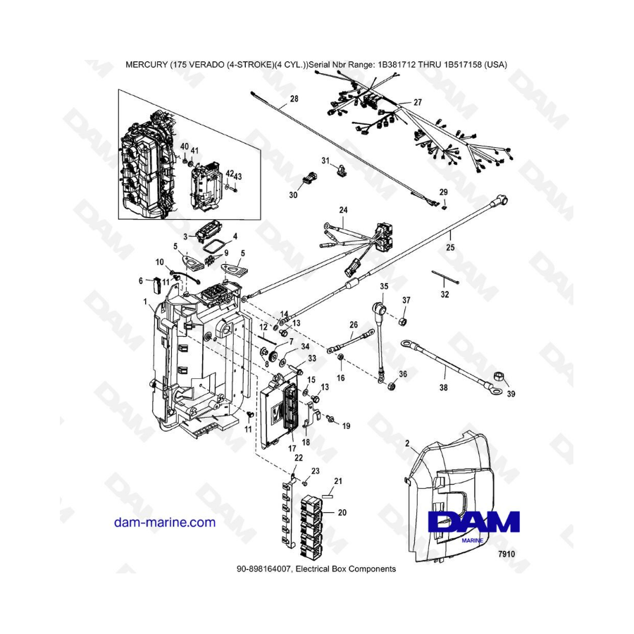 Mercury Verado 175 NS 1B381712 a 1B517158 - Componentes de la caja eléctrica