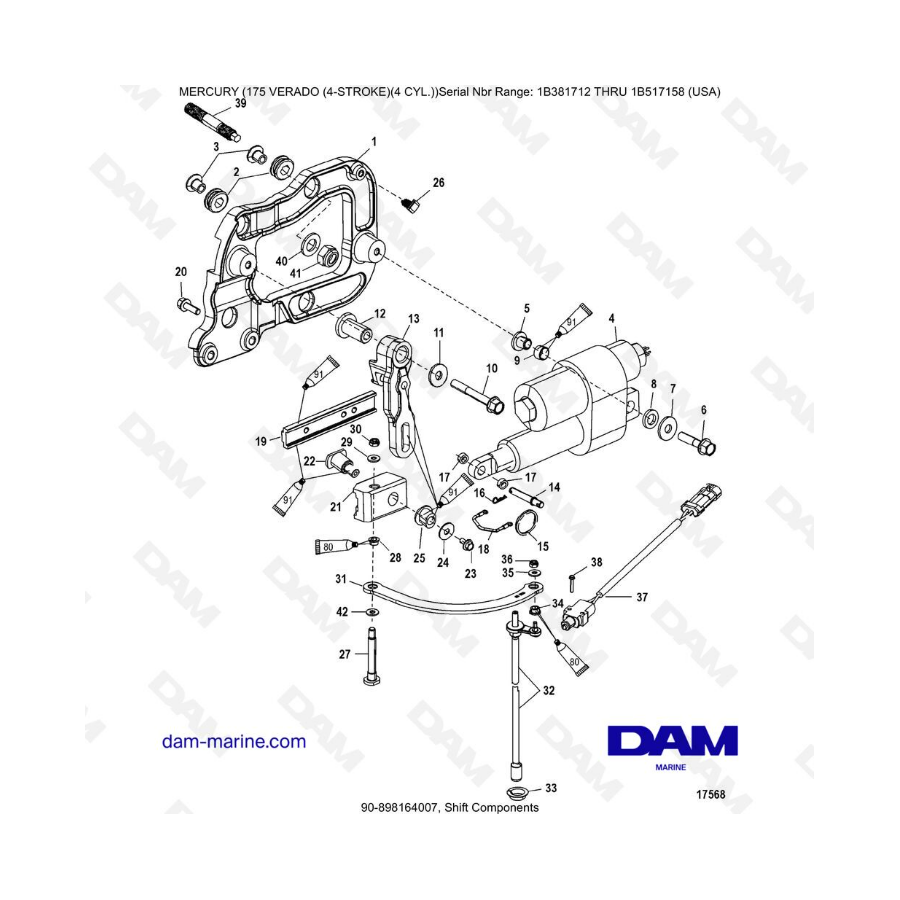 Mercury Verado 175 NS 1B381712 a 1B517158 - Componentes de cambio