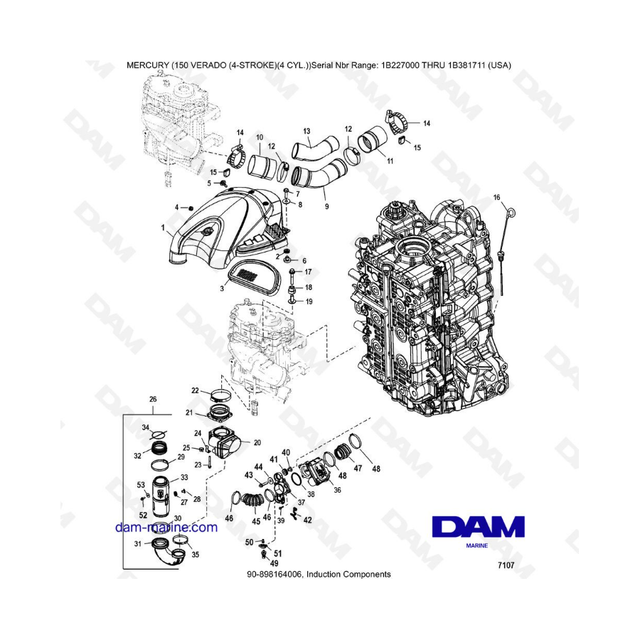 Mercury Verado 150 (NS 1B227000 a 1B381711) - Componentes de inducción