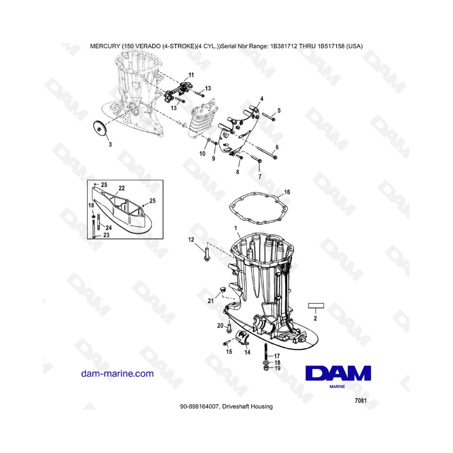 Mercury Verado 150 (SN 1B381712 to 1B517158) - Driveshaft housing