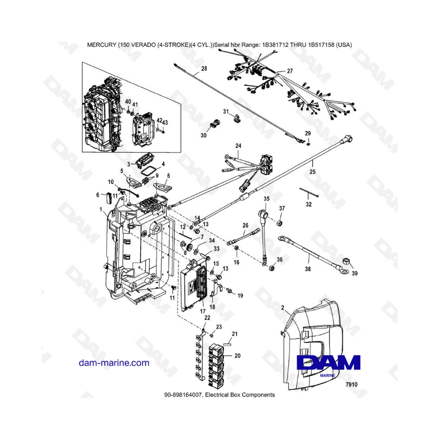 Mercury Verado 150 (SN 1B381712 a 1B517158) - Componentes de la caja eléctrica