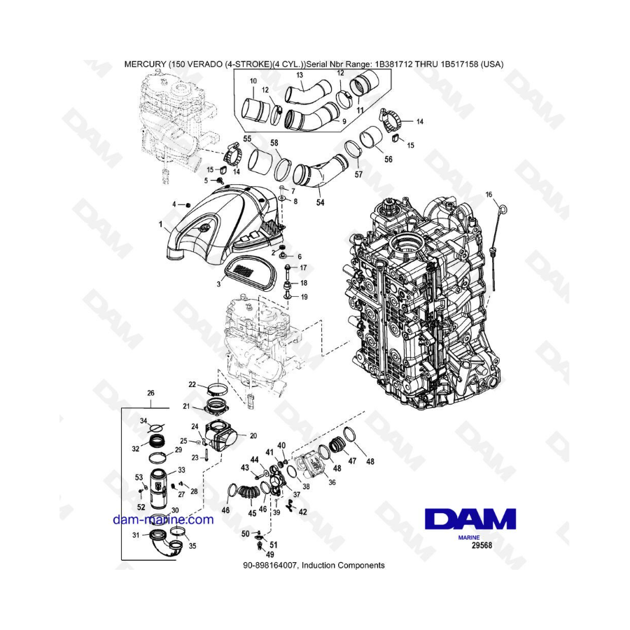 Mercury Verado 150 (SN 1B381712 a 1B517158) - Componentes de inducción