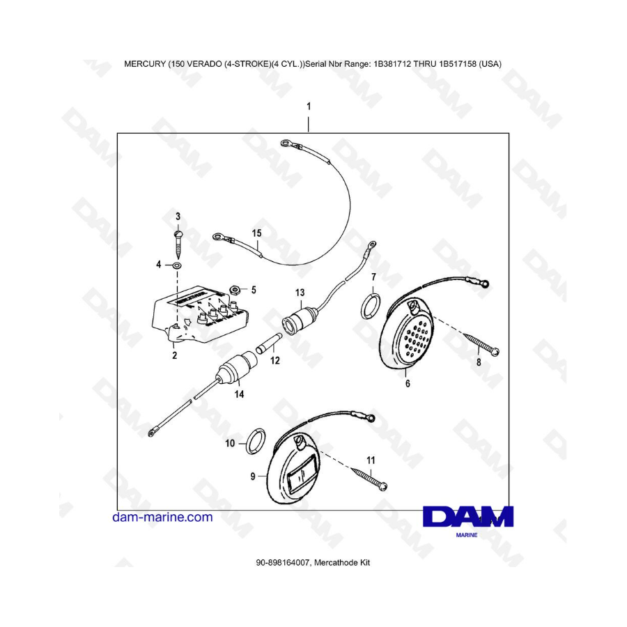 Mercury Verado 150 (SN 1B381712 a 1B517158) - Kit Mercathode