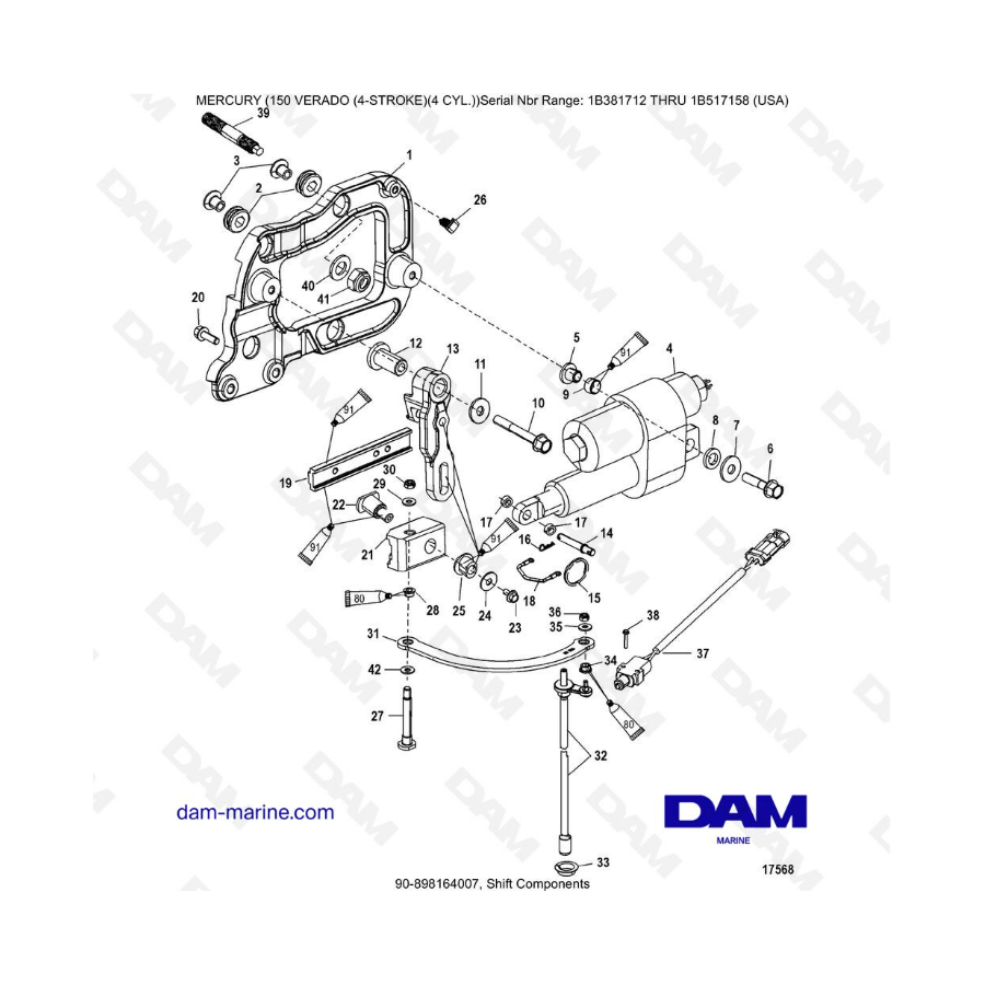 Mercury Verado 150 (SN 1B381712 à 1B517158) - Shift components