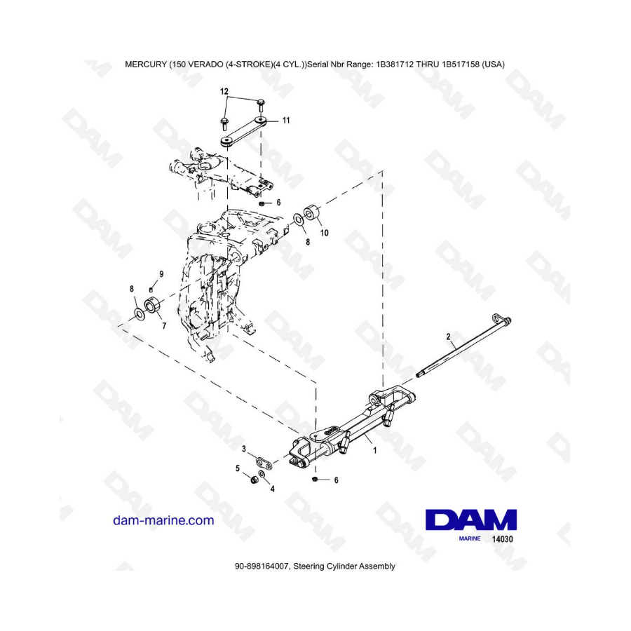 Mercury Verado 150 (SN 1B381712 a 1B517158) - Conjunto del cilindro de dirección