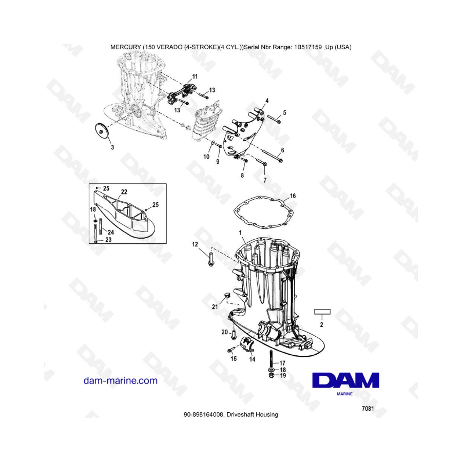 Mercury Verado 150 (SN 1B517158 & +) - Driveshaft housing