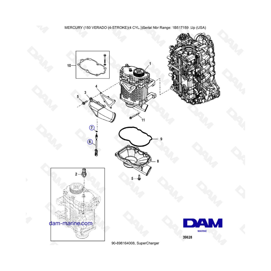 Mercury Verado 150 (SN 1B517159 y +) - Supercargador