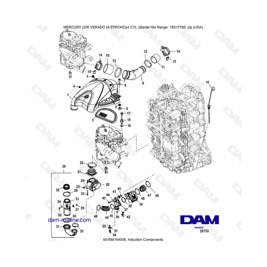 Mercury Verado 200 (4 Cylinders) - Induction components