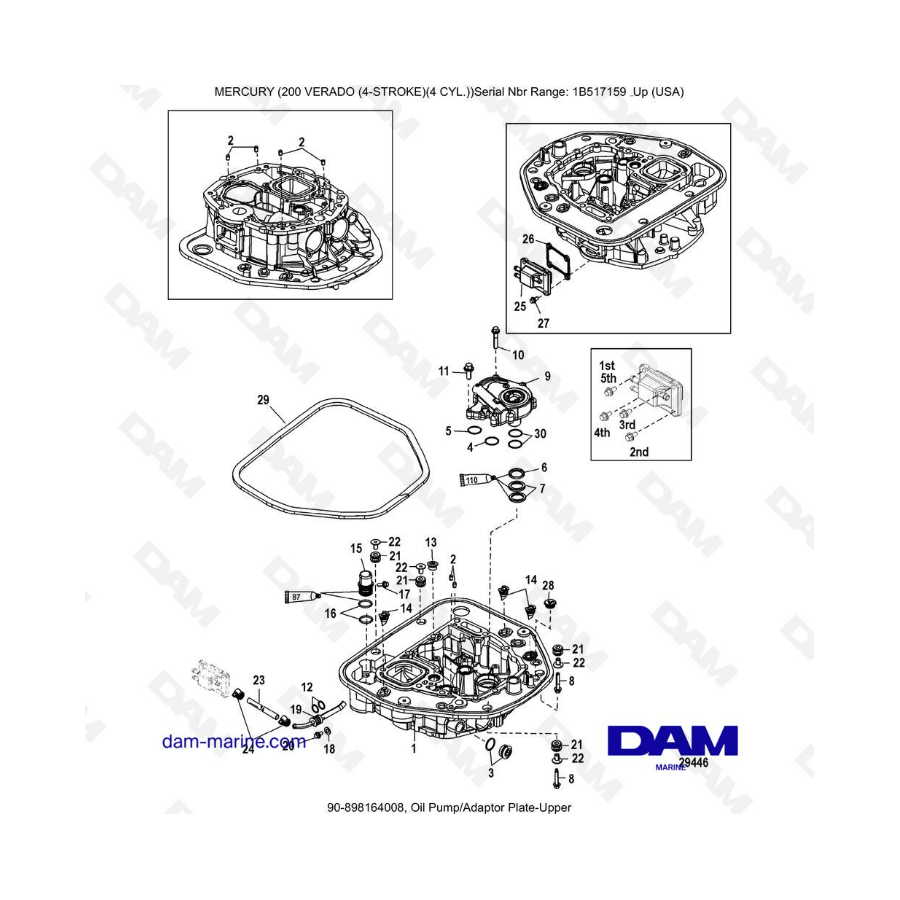 Mercury Verado 200 (4 Cylinders) - Oil pump / Adapter plate-upper