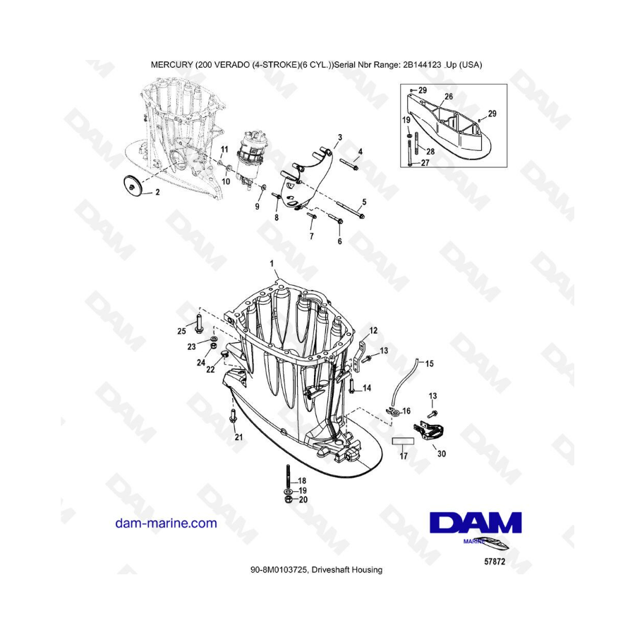 Mercury Verado 200 (6 cylinder) - Driveshaft housing