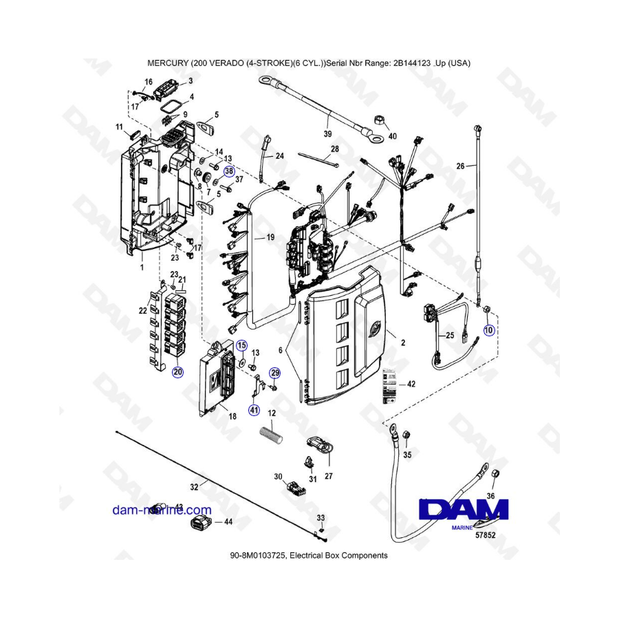 Mercury Verado 200 (6 cylinders) - Electrical box components