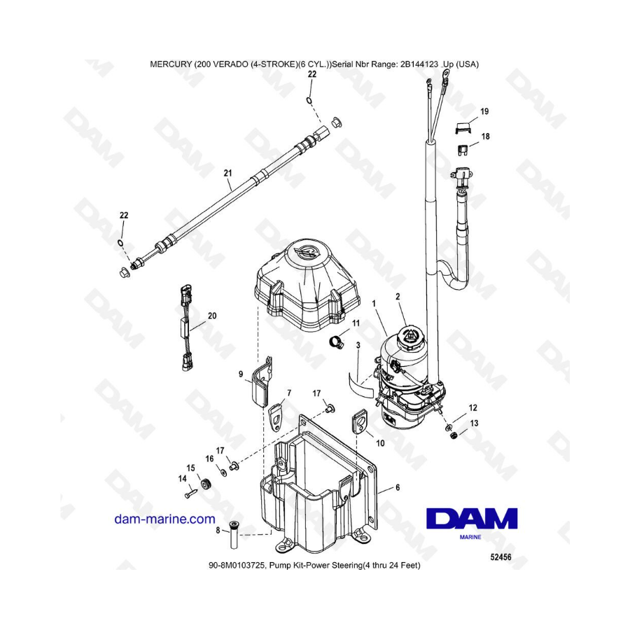 Mercury 200 Verado (6 Cyl) (2B144123 & +) - Pump kit-power steering (4 thru 24 feet)