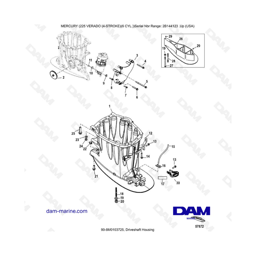 Mercury 225 Verado (2B144123 & +) - Driveshaft housing