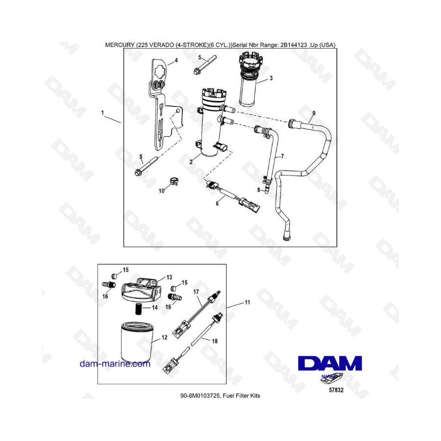 Mercury 225 Verado (2B144123 & +) - Fuel filter kits