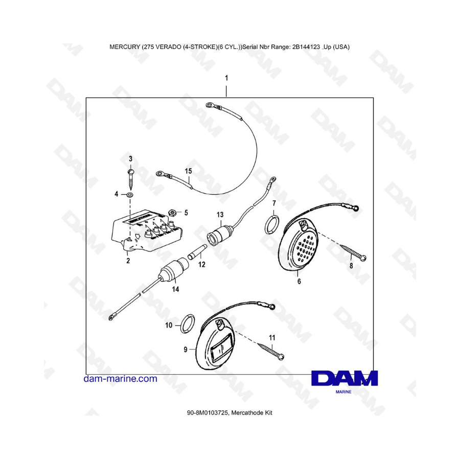 Mercury Verado 275 (SN2B144123 & +) - Mercathode kit