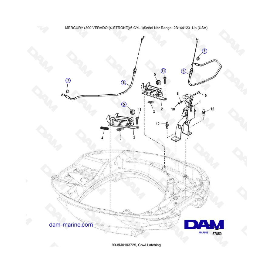 Mercury Verado 300 (SN2B144123 & ) - Cowl latching