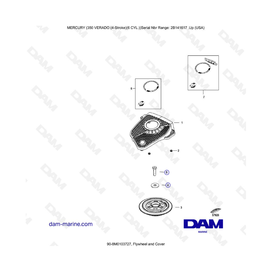 Mercury Verado 350 (SN2B144123 & +) - Volante y cubierta