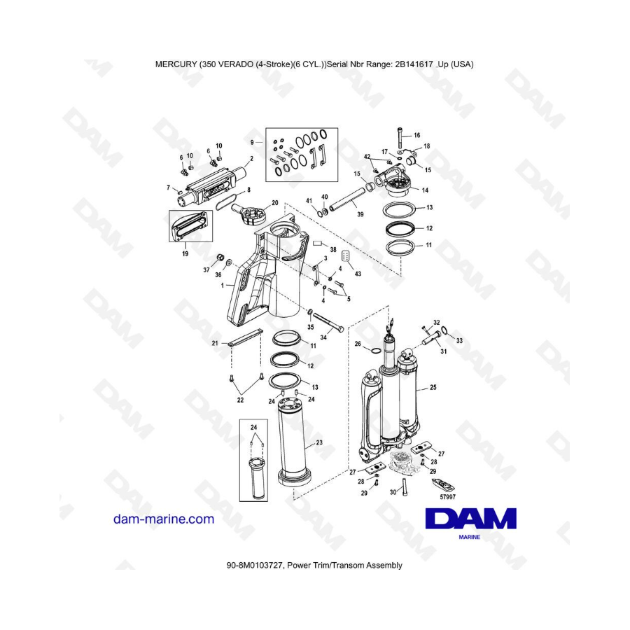 Mercury 350 Verado (6 CYL) - Power trim components