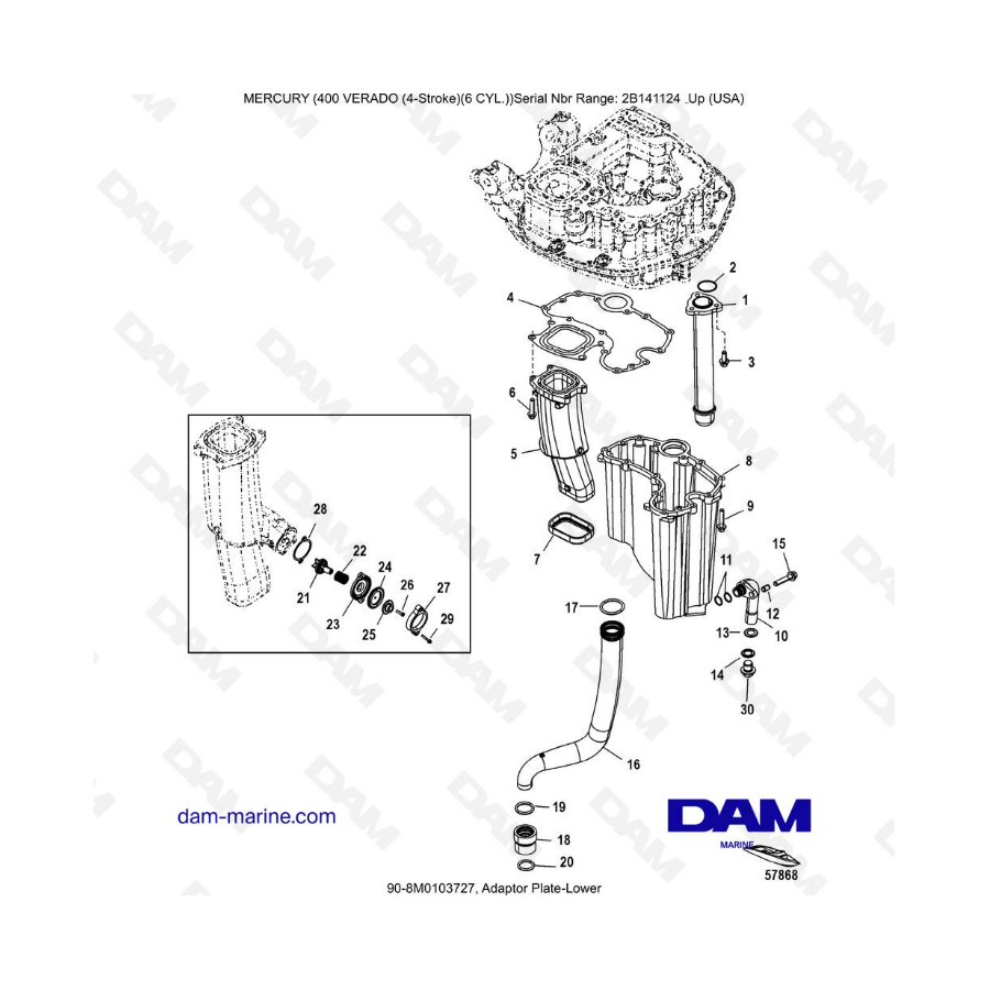 Mercury Verado 400 - Adapter plate-lower