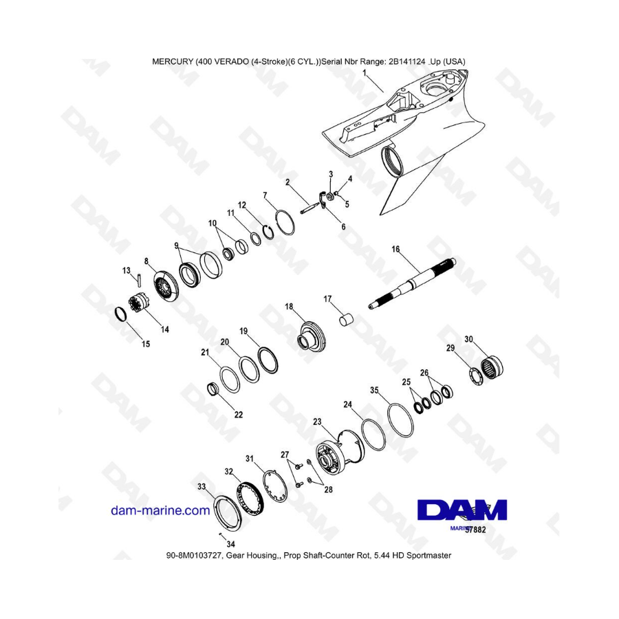 Mercury Verado 400 - Prop Shaft-Counter Rot, 5.44 HD Sportmaster