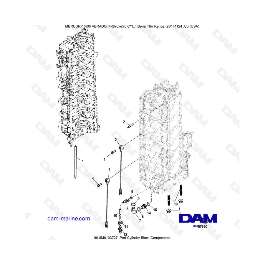 Mercury Verado 400 - Port cylinder block components