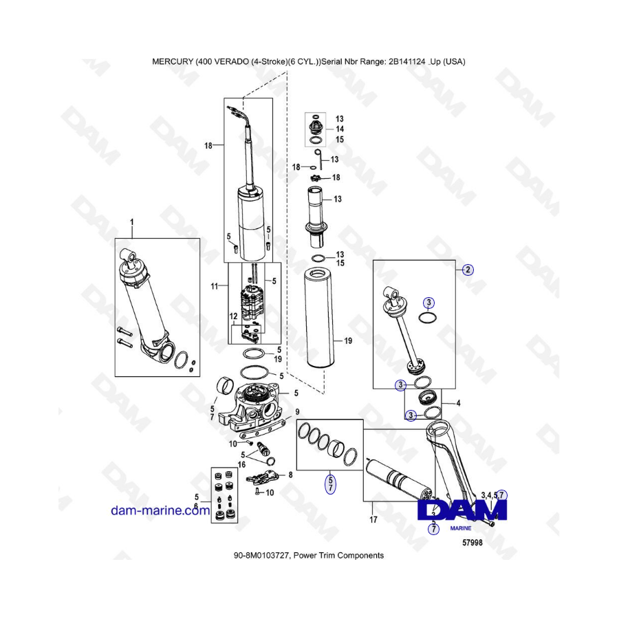 Mercury Verado 400 - Componentes de compensación hidráulica