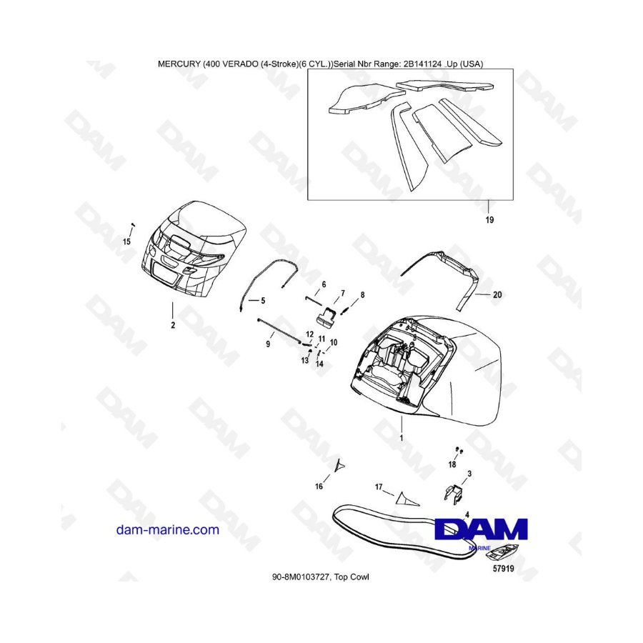 Mercury Verado 400 - Top cowl