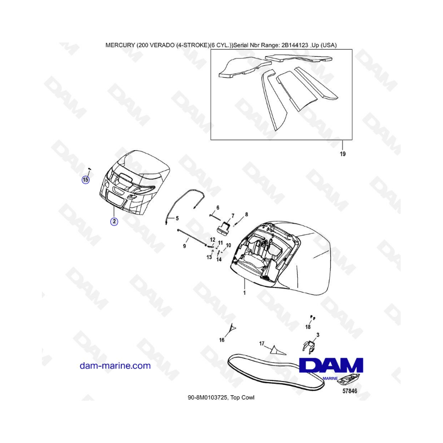 Mercury Verado 200 (6 Cylinders) - Top Cowl 