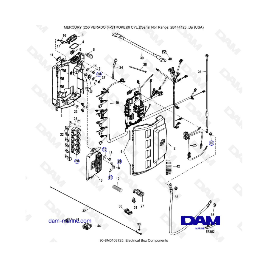 Mercury Verado 250 - Electrical box components