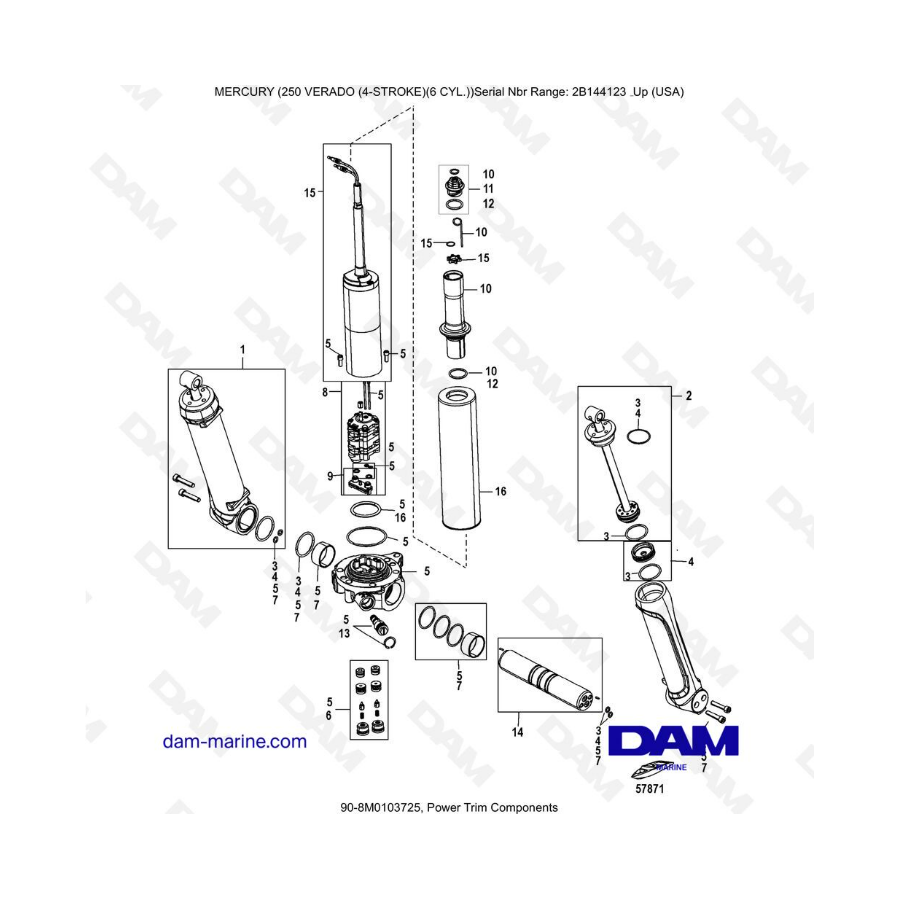 Mercury Verado 250 - Power trim components