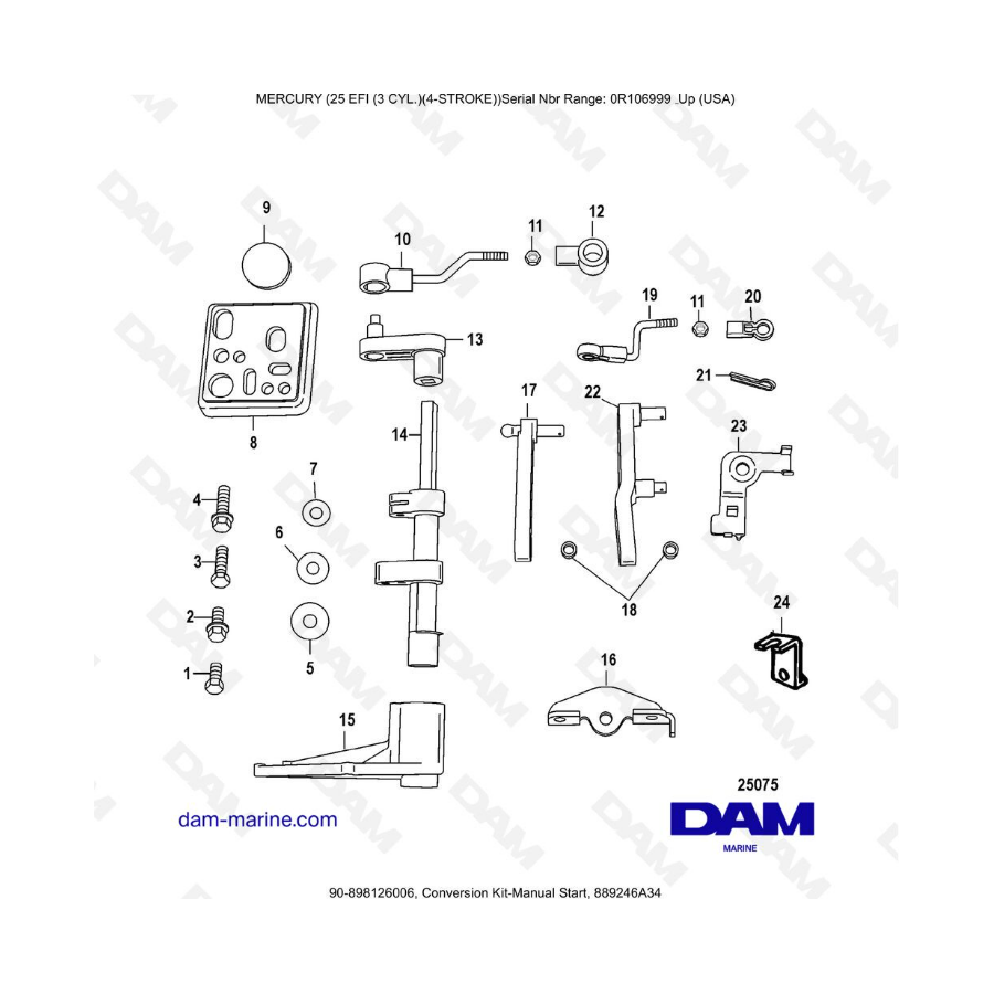 Mercury EFI 25cv - Conversion kit-manual start