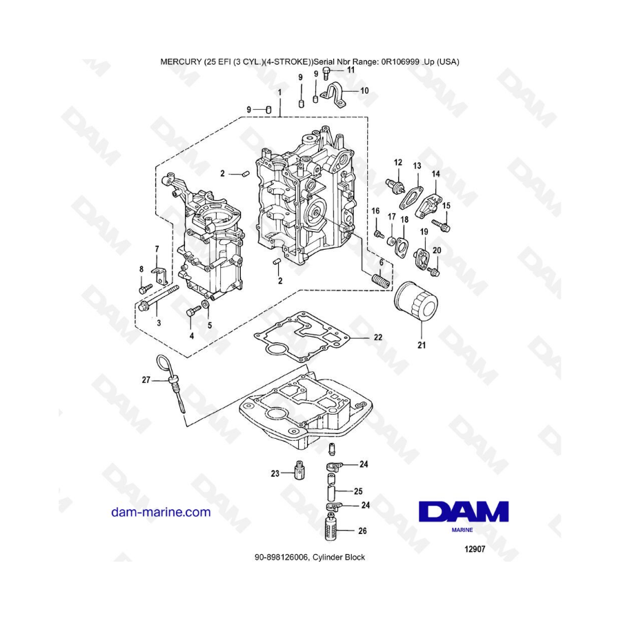 Mercury EFI 25cv - Cylinder block