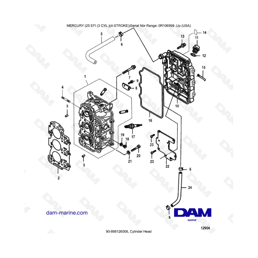 Mercury EFI 25cv - Cylinder head