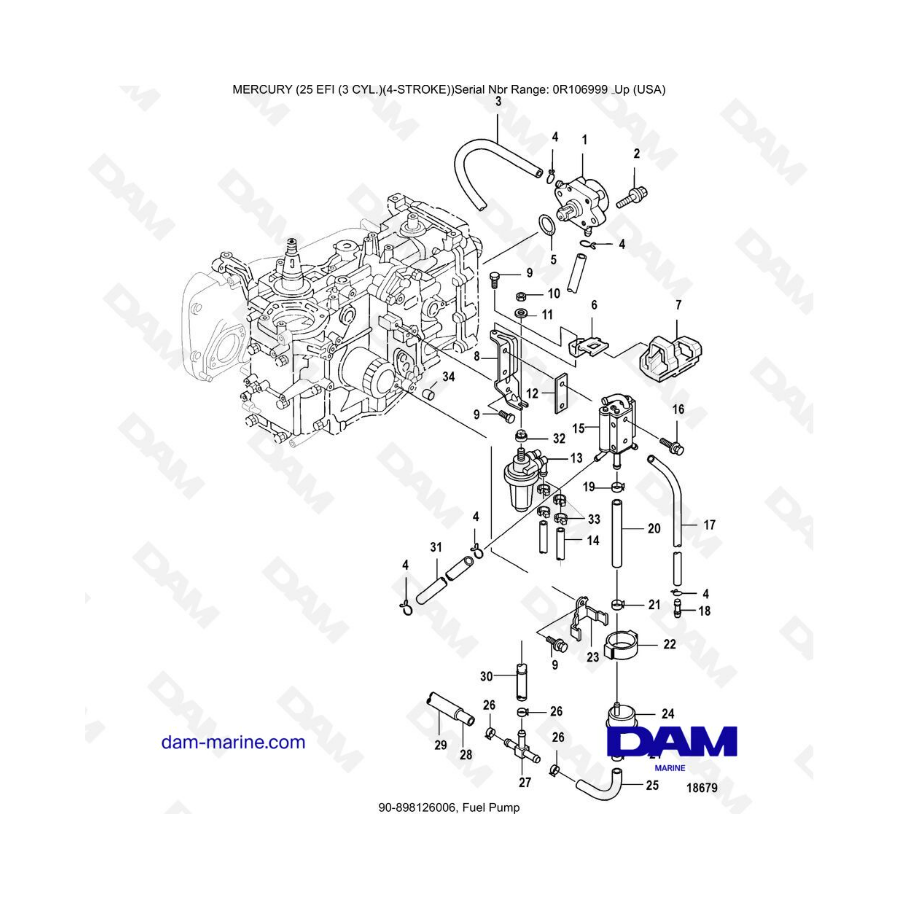 Mercury EFI 25cv - Bomba de gasolina