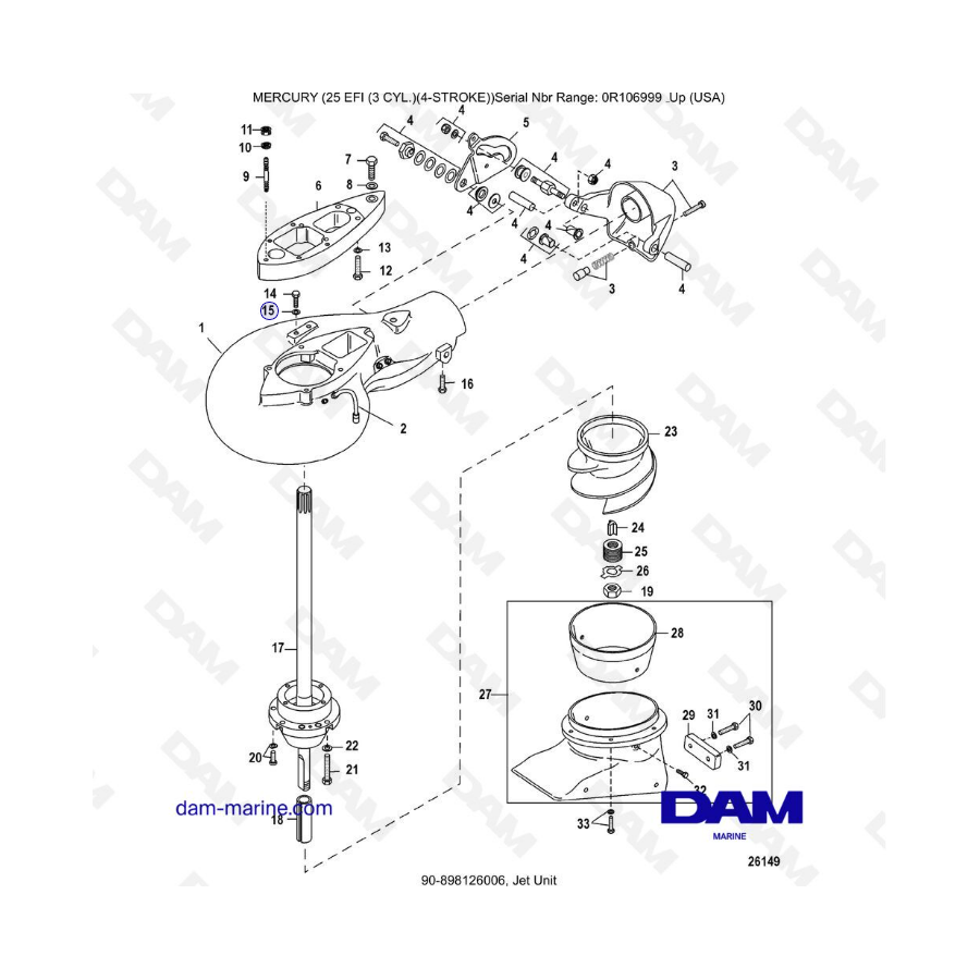 Mercury 25 EFI - Unidad de chorro