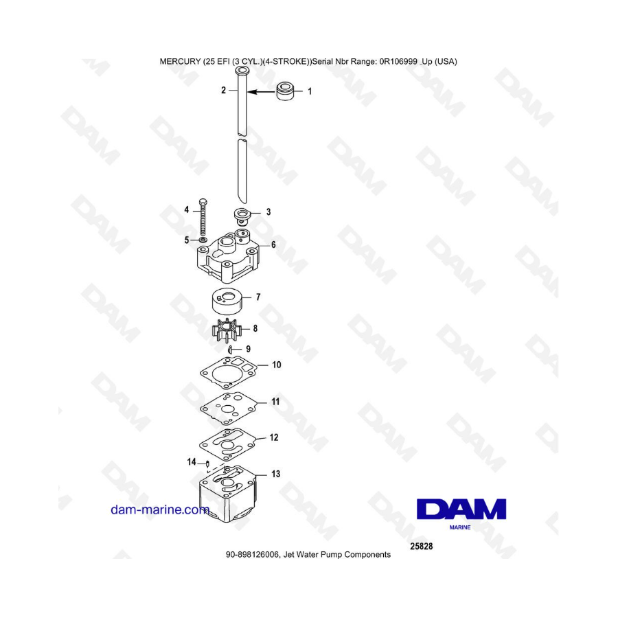 Mercury 25 EFI - Jet water pump components