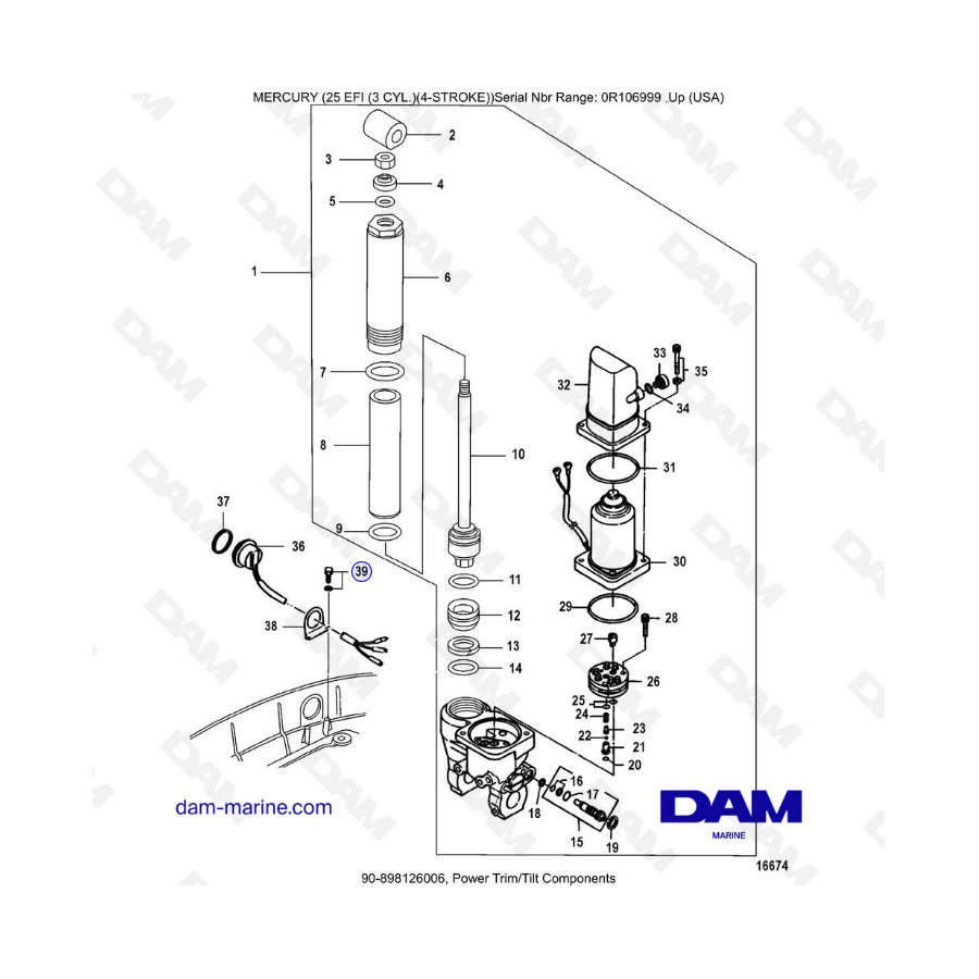 Mercury 25 EFI - Power trim / Tilt Components