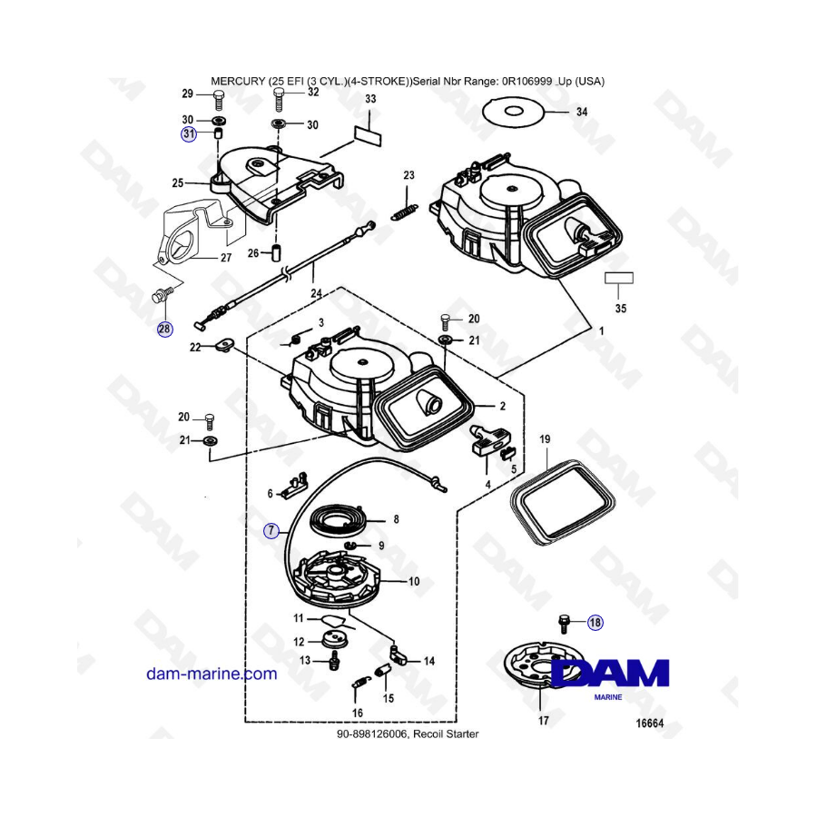 Mercury 25 EFI - Estrangulador de retroceso